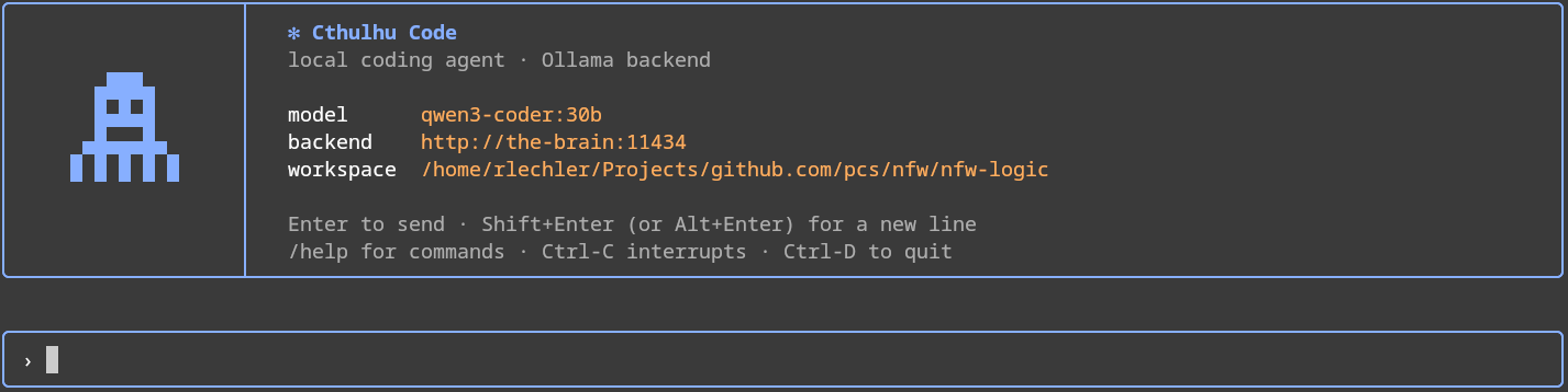 Cthulhu Code Terminal Interface Screenshot